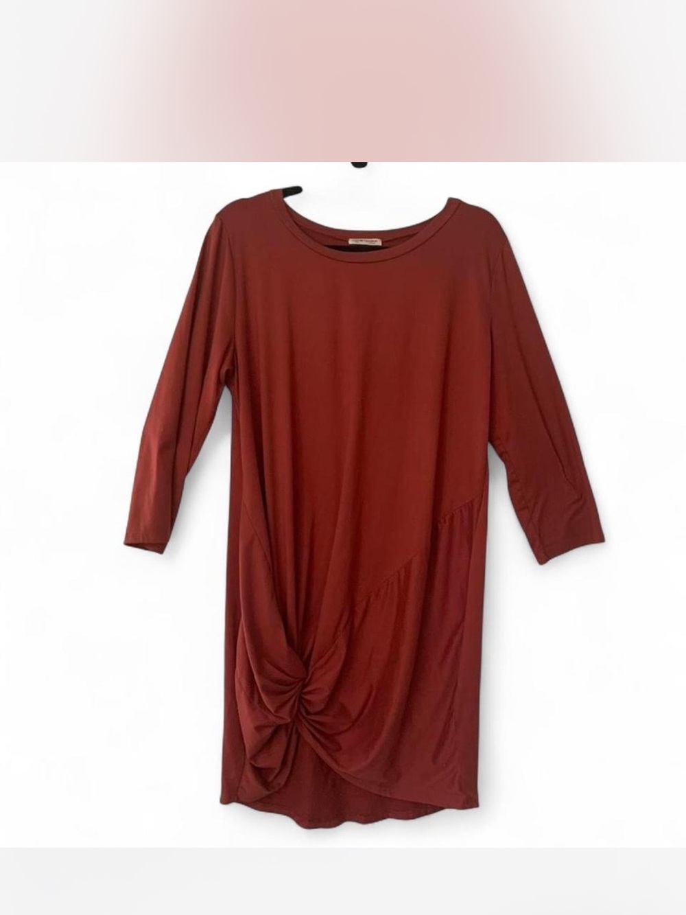 Carole Christian Rust Knit Twist-Front Dress size L